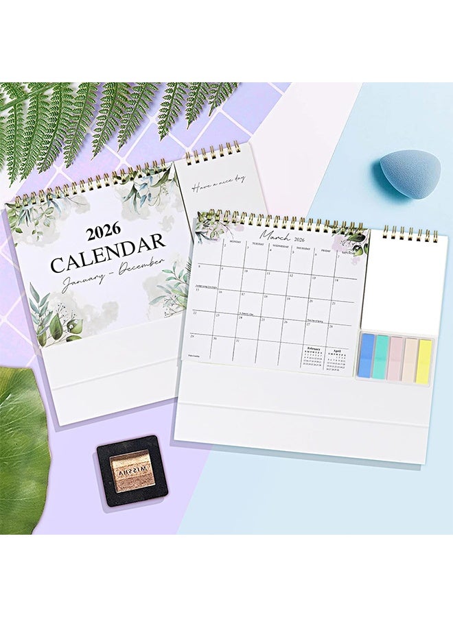 تقويم مكتبي صغير قابل للطي لعام 2026، مناسب للمكتب والمنزل، تقويم مكتبي صغير لعام 2026 من يناير إلى ديسمبر، مخطط شهري مع قائمة مهام وملاحظات لاصقة - Image 2